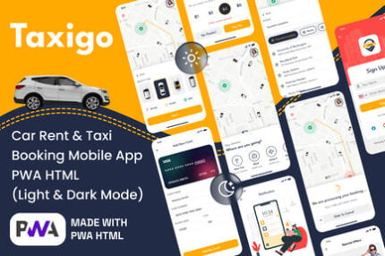 Car Rental and Taxi Booking Mobile App PWA HTML