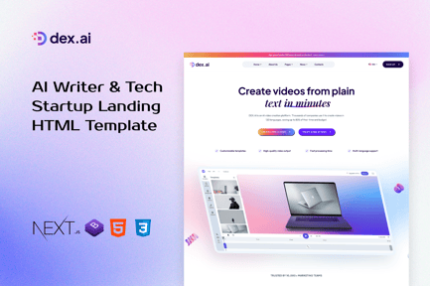 Dex.AI - AI Writer & Tech Startup NextJS Template