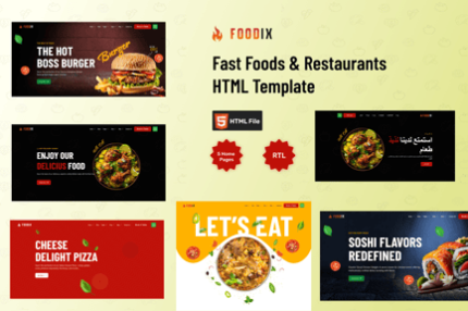 Foodix - Fast Foods & Restaurants HTML + RTL Templ