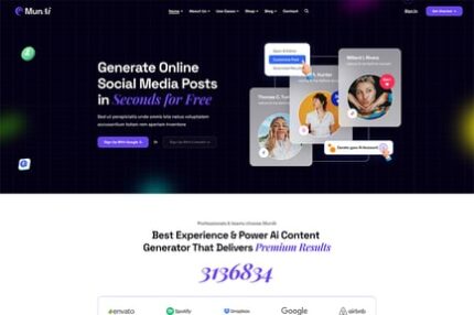 MunAi - AI Writer & Copywriting React NextJS Templ