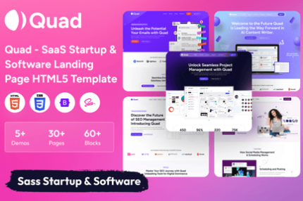 Quad - SaaS Startup & Software Landing Page HTML5